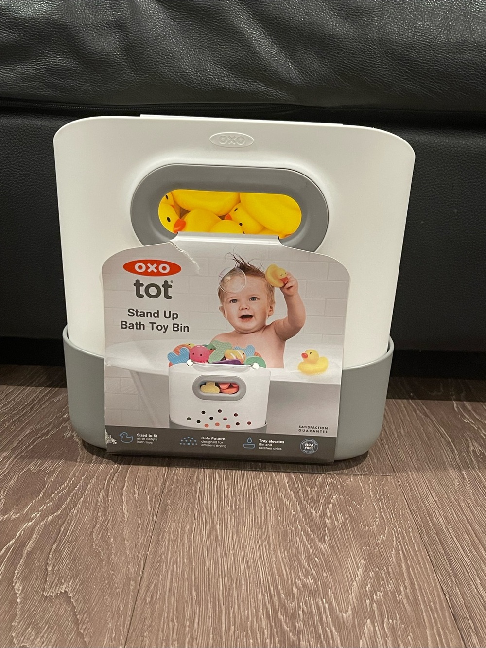 OXO Tot Stand Up Bath Toy Bin - White and Gray